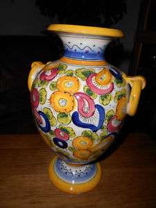 Early Italian Majalica Colorful Art Pottery Vase c1890  