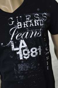 New GUESS By Marciano Mens Tee Shirts Black Graphic V T Shirt Top NWT 