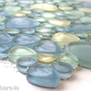 Glasmosaik Fliesen Mosaik Glasfliesen Kiesel Blau Mix  