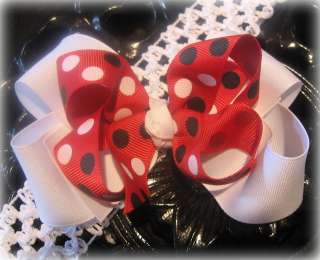 Red White Ladybug Dots Hair Bow M2Mg M2m Girls Boutique  