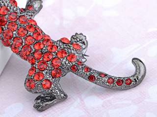 Ruby Red Austrian Crystal Rhinetone Leopard Animal Fashion Jewelry Pin 