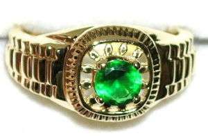 Mens Emerald Solitaire Ring May Birthstone  