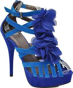 SEXY PARTY WEAR WOMEN BLUE PEEP TOES HIGH HEELS ANKLE SANDAL SIZE 3 8 