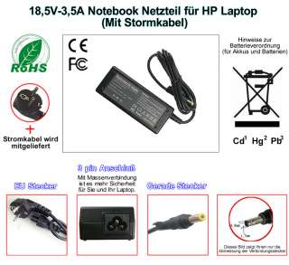 18,5v Netzteil + Ladekabel für HP Compaq 6720s laptop  