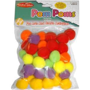  Charles Leonard Pom Poms, 1/2 Inch, Hot Colors, 100/Bag 