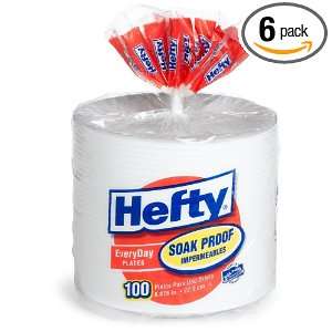  Hefty 8.87 Inch Foam Plates, 100 Count Bags (Pack of 6 