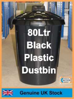 Garden 80L Black Plastic Bin Dustbin   BRAND NEW  