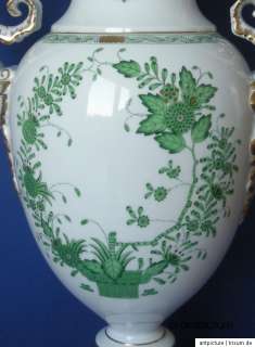 Riesige Herend Amphora Deckel Vase 49 cm indian basket green Fleurs 