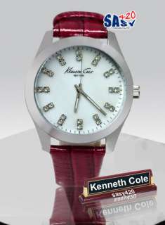 Kenneth Cole New York KC2681 Red leather Silver Tone Womens Watch 