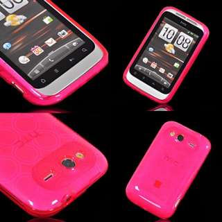   ROSE   COQUE SILICONE GEL pour HTC WILDFIRE S + FILM HOUSSES 