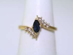 14k Yellow Gold .30ct Sapphire .16ct Diamond Ring  