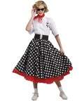 Black Polka Dot 50s Skirt Adult Costume