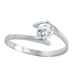   CZ Wedding Band 14k White Gold Engagement Ring (1/2 Carat), Size 5