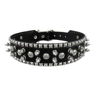 19 Inch Black Leather Spiked / Studded Dog Collar SML  