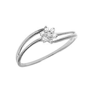  10K White Gold Diamond Cluster Ring (Size 6.5) Jewelry