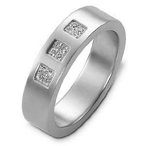  14 Karat Designer White Gold Diamond Wedding Band Ring 