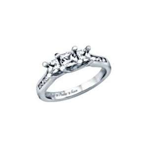   White Gold 1ct TW Princess Cut & Round Three Diamond Anniversary Ring