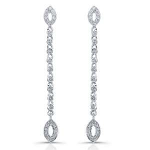   ct. TW Round Diamond Dangle Drop Earrings in 14k White Gold Jewelry
