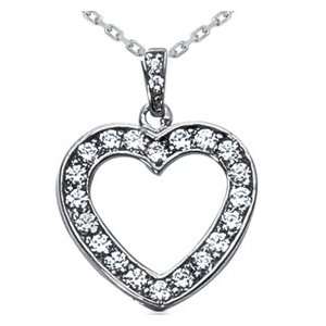  .70CT Diamond Heart Pendant 14K White Gold Necklace New Jewelry