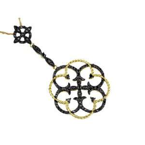   Ladies Black Diamond Necklace in 14K Yellow Gold (TCW .85). Jewelry
