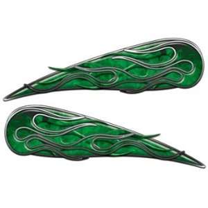  Inferno Green Motorcycle Gas Tank Flame Decals   4 h x 13 