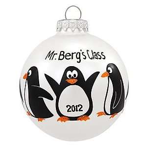  Personalized Penguin Parade Glass Ornament