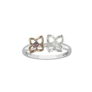  10k Rose and White Gold, Butterfly Diamond Ring , (.1 cttw 