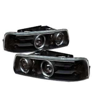   02 Chevy Silverado Halo Euro Projector Head Lights  Black Automotive