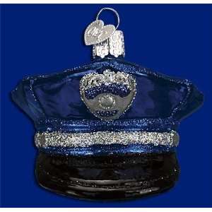  Old World Christmas ornament Police officers cap glass 3 