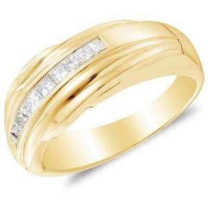  Size 5.5   14K Yellow Gold Diamond MENS Wedding Band OR Fashion 