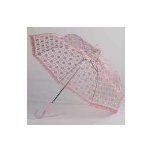  Clear Pink Polka Dot Umbrella with Ruffle Trim Everything 