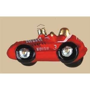Red Racing Car Christmas Tree Glass Ornament