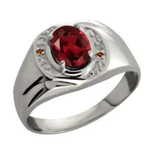   Ct Oval Red Garnet and Cognac Red Diamond 18k White Gold Ring Jewelry