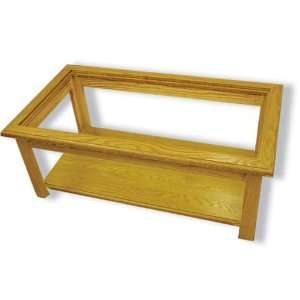    No Etch Glass Top Oak Coffee Table Rectangle