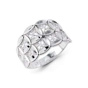   New Square Scroll 14k Solid White Gold Fashion Ring Jewelry