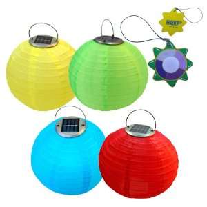 HQRP Set of 4 Nylon Solar Powered Lantern Lamp Light 10 Blue Red 