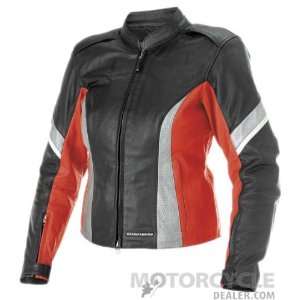  Firstgear Womens Vixen Leather Jacket   Small/Red/Black 