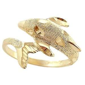   Dolphin Ring 14k Yellow Gold Animal Band, Size 9 Jewel Roses Jewelry