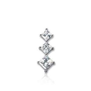  1/3 Carat Princess Row 14k White Gold 3 Stone Diamond 