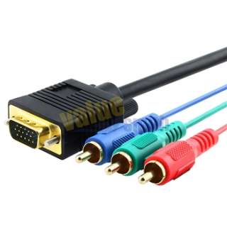 VGA 15pin HD15 to 3 RCA RGB Component Male Video Cable Cord For PC 