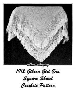 1912 Gibson Girl Knitted Square Shawl Pattern Knit Titanic WWI 