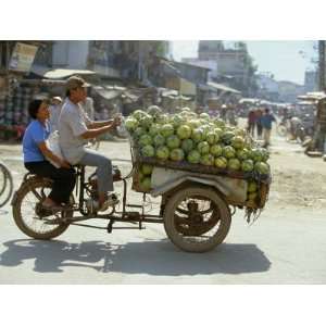  Melons on Three Wheeler Xe Lam in Downtown Area, Ho Chi 