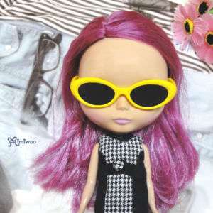 12 Blythe Doll Plastic Mimi Yellow Glasses Black Lens  