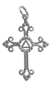 AA Alcoholics Anonymous Jewelry Sterling Pendant, Symbol on a Lovely 