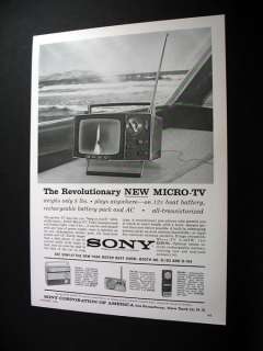 Sony Micro TV Television portable 1963 print Ad  