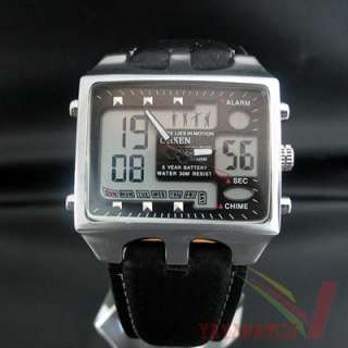 OHSEN Mens Analog Digital Alarm Stop Sport Wrist Watch  