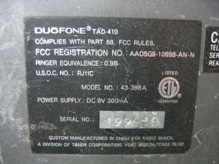 DuoFone Tad 410 Dual Cassette Answering Machine  