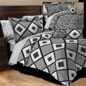 Shiraz Black Reversible 10 Piece Comforter Set, King 