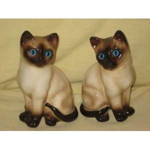 Vintage (2) Pair Of Enesco Porcelain 7 Siamese Cat Kitten Figurines 