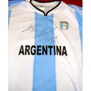  Argentina Messi & Maradona Hand Signed Autographed Soccer 
